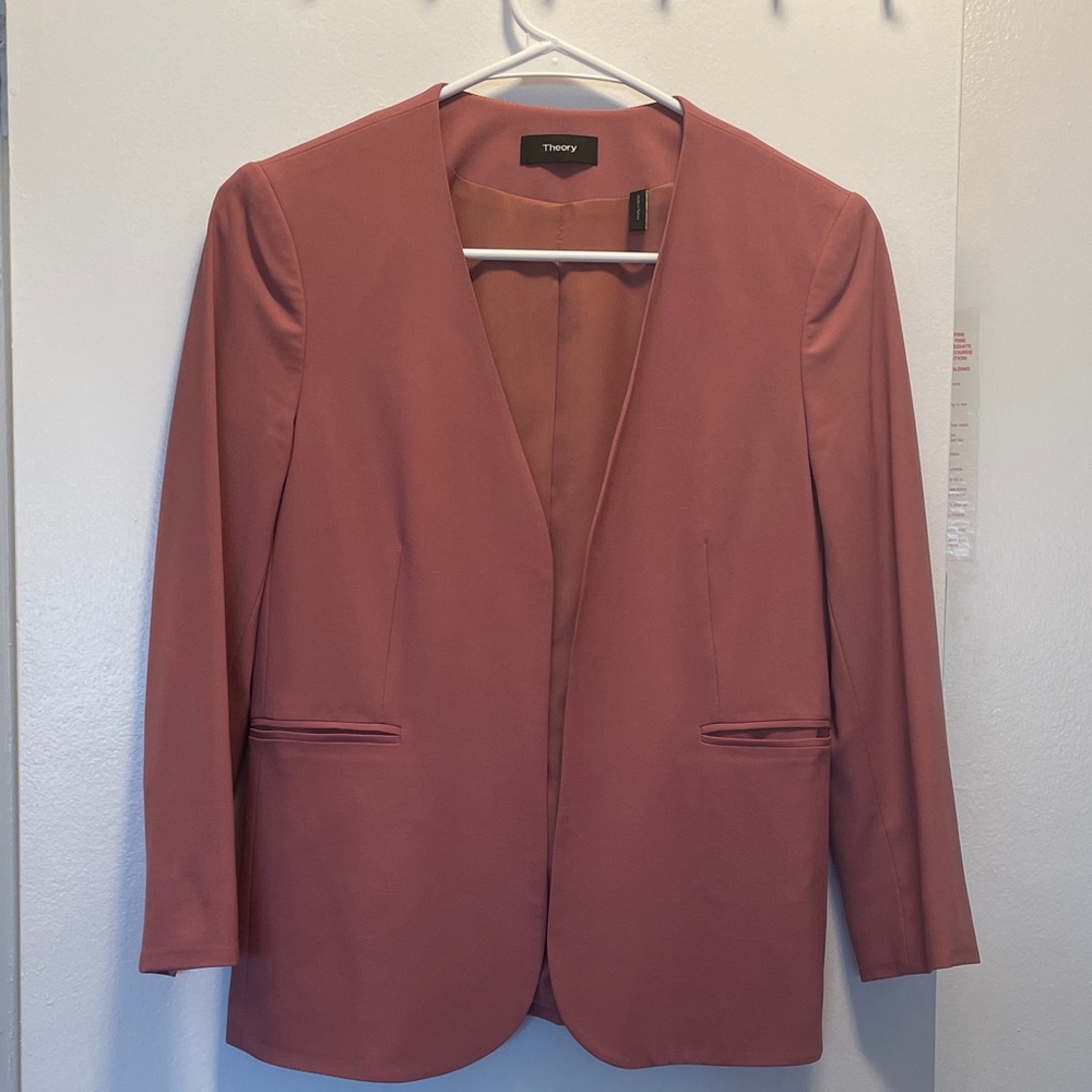 Theory Lindrayia Wool Blazer Pink Willow